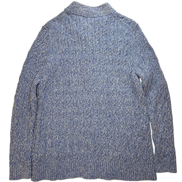 LL Bean Cable Knit Cardigan Button Up Womens L Pet. Blue Fisherman Coastal Grand - Picture 6 of 10